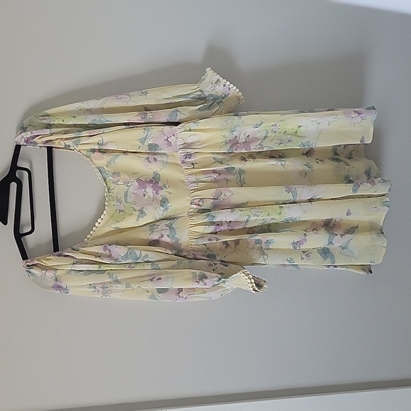 Yellow floral chiffon mini dress petite - Picture 5 of 5